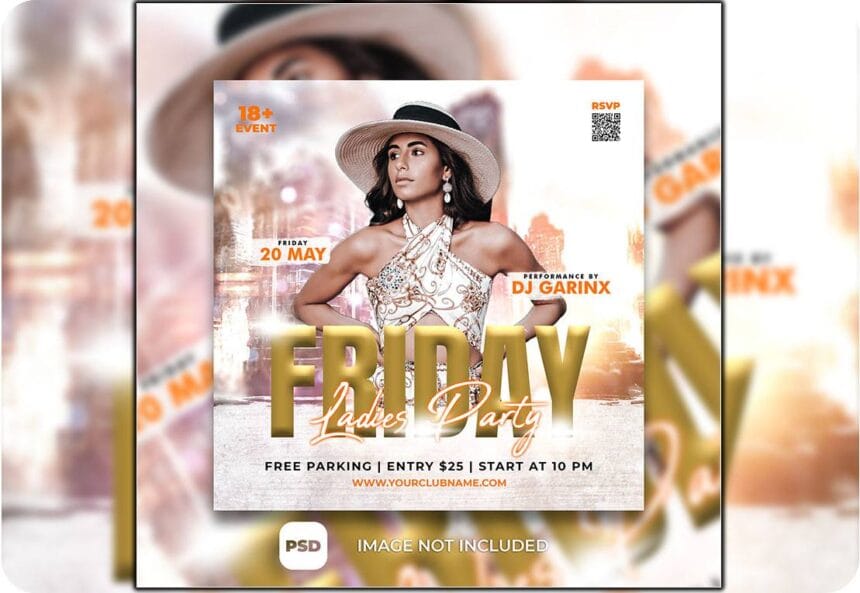 PSD Friday Ladies Night DJ Party Poster