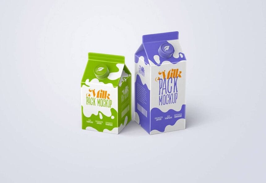 PSD Milk Carton Box Mockup