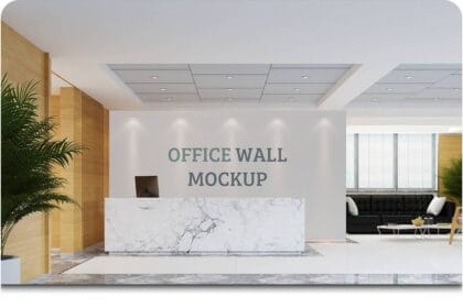 PSD Modern Reception Area Wall Mockup 8393775