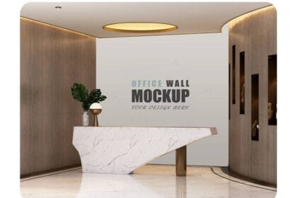 PSD Modern Reception Space Wall Mockup 11596875