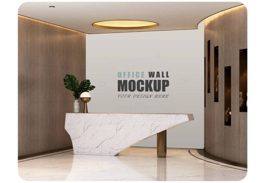 PSD Modern Reception Space Wall Mockup 11596875