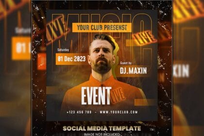 PSD Night Live Club Party Flyer and Social Media Post