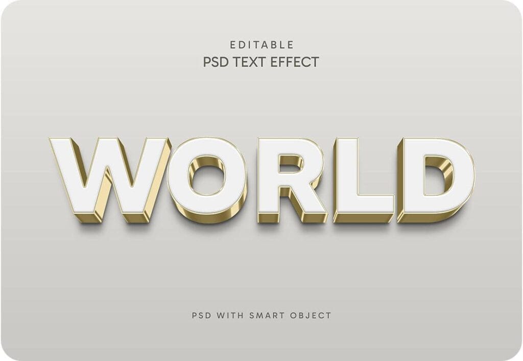 PSD World Gold and White Text Effect Template 144083725