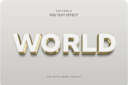 PSD World Gold and White Text Effect Template 144083725