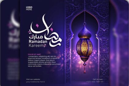 Ramadan Kareem and Eid Mubarak Islamic Festivals Banner PSD Template