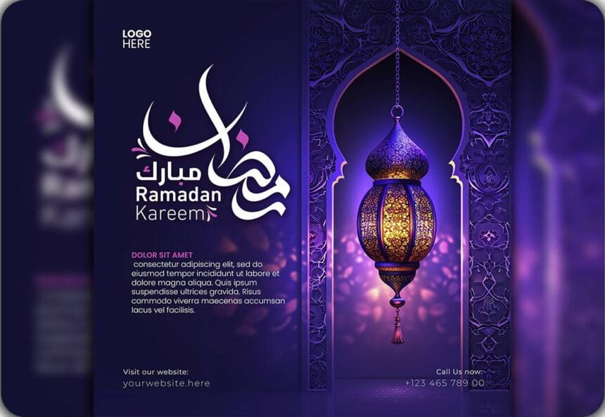Ramadan Kareem and Eid Mubarak Islamic Festivals Banner PSD Template