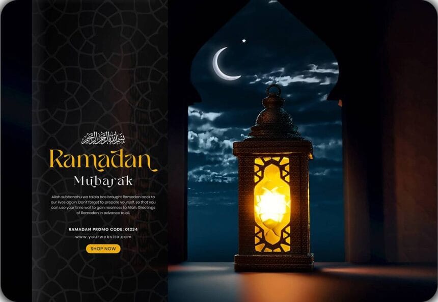 PSD ramadan mubarak 3d social media banner design template