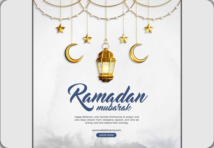 PSD ramadan mubarak 3d social media post design template