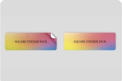 Pack of Rectangle Stickers Mockup PSD 21300259