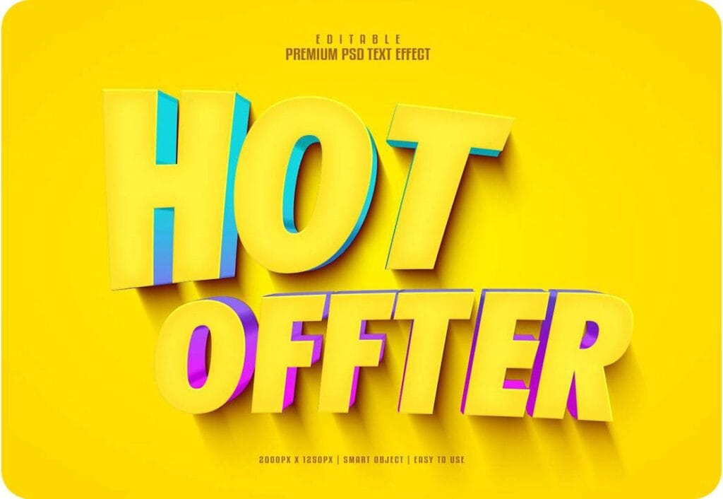 Premium PSD Hot Offer 3D Editable Text Effect Free