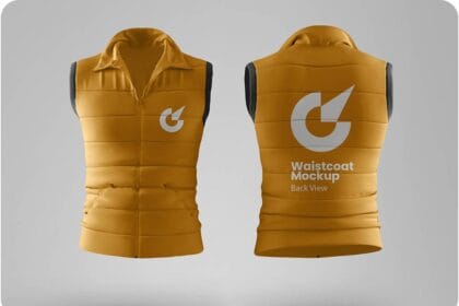 Premium PSD Waistcoat Mockup Showcase Style from Front to Back 17762423