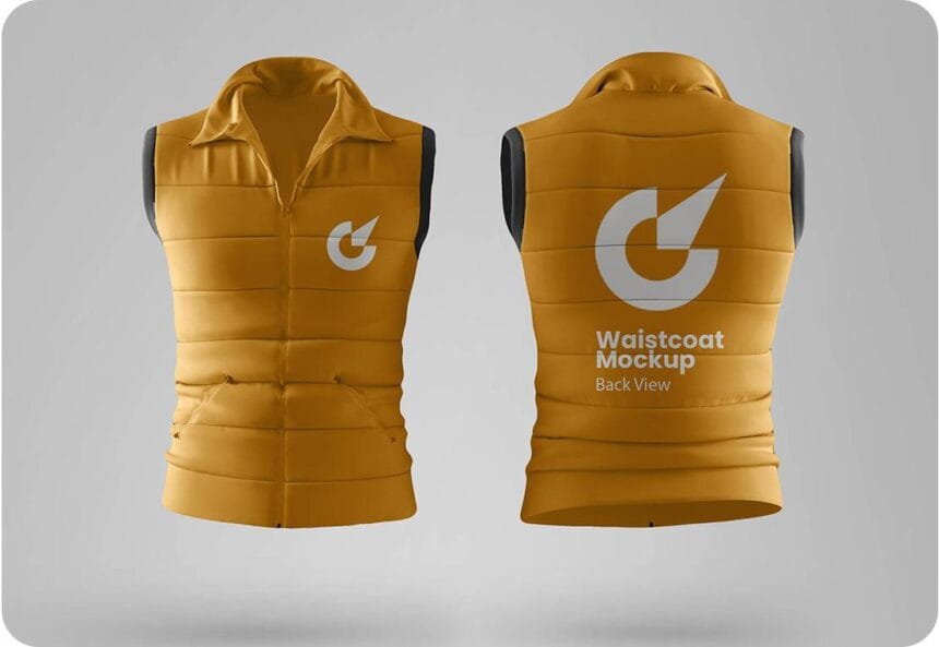 Premium PSD Waistcoat Mockup Showcase Style from Front to Back 17762423