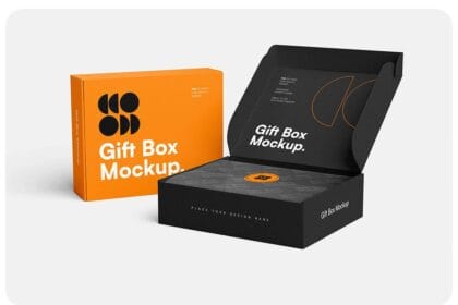 Realistic Inside and Outside Gift Box Isolated Mockup PSD 37641172 By dgmockup