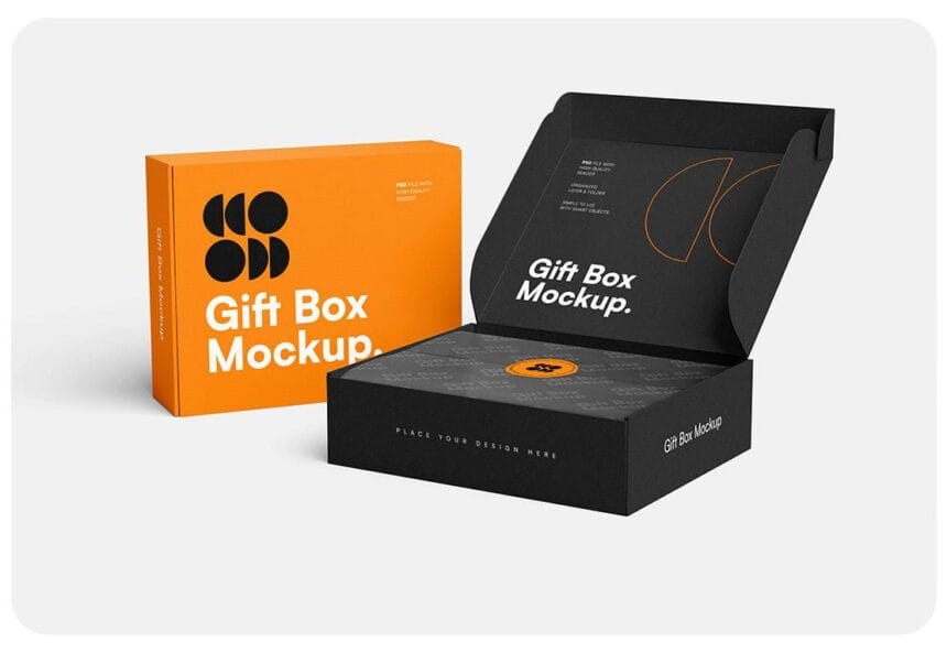 Realistic Inside and Outside Gift Box Isolated Mockup PSD 37641172 By dgmockup