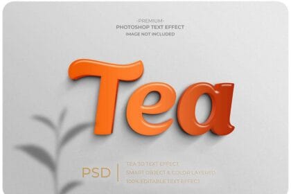 Tea 3D Mockup Text Style Effect PSD 9953510