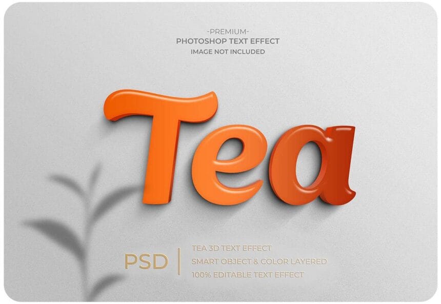 Tea 3D Mockup Text Style Effect PSD 9953510