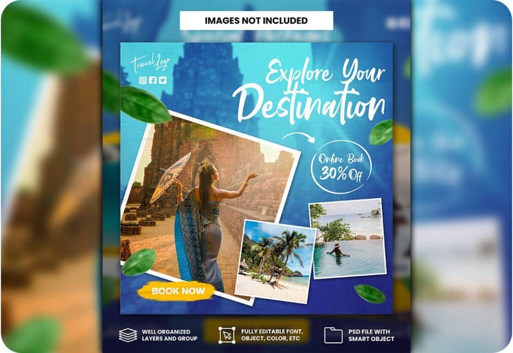 Traveling Social Media Instagram Banner Posts Template 36185806