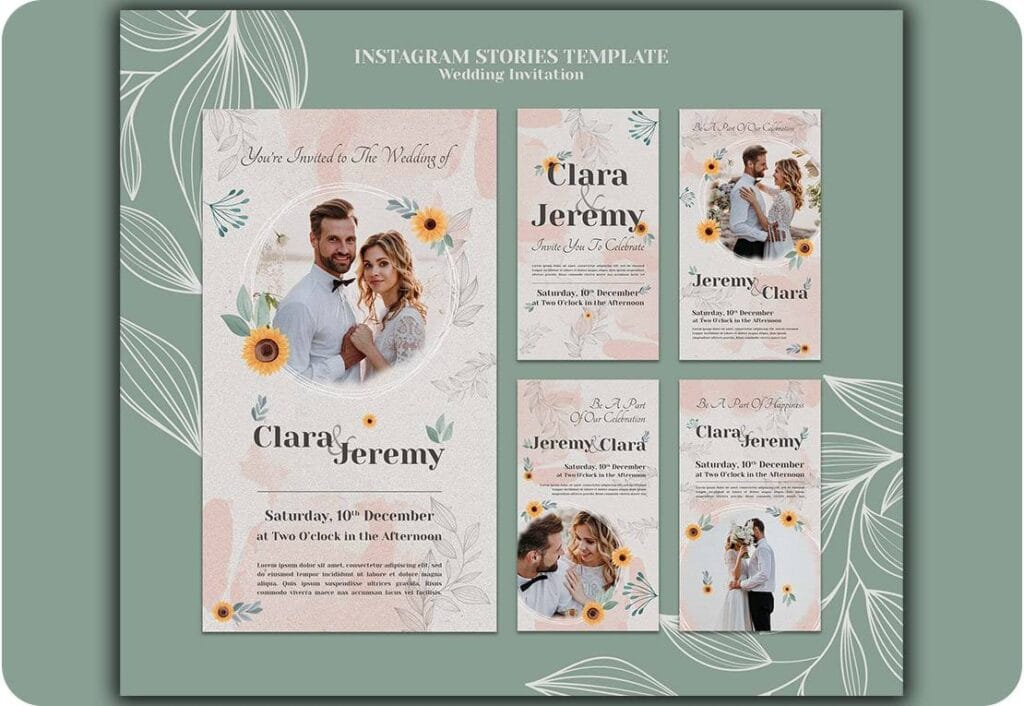Wedding Invitation Instagram Stories Collection PSD 25191320