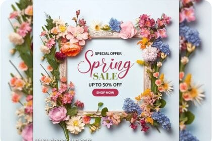 Wedding invitation Greeting Spring Flower Mockups 03