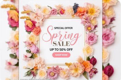 Wedding invitation Greeting Spring Flower Mockups 05