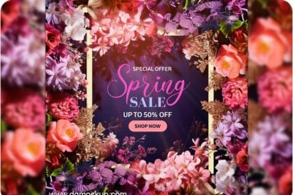 Wedding invitation Greeting Spring Flower Mockups 10