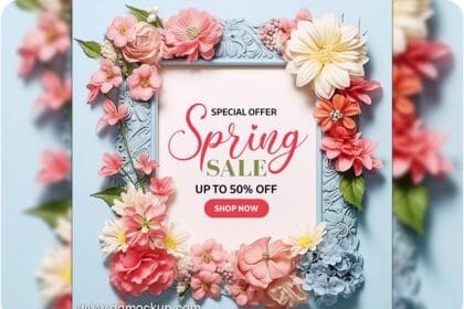 Wedding invitation Greeting Spring Flower Mockups 11