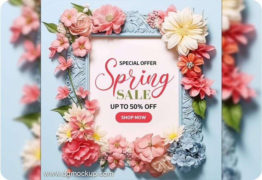 Wedding invitation Greeting Spring Flower Mockups 11