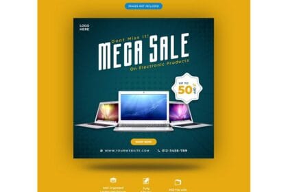 dgmockup.com Premium PSD Laptop or Gadget for Sale Social Media Banner Template 6204472