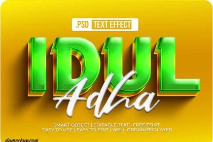 3D Idul Adha Text Style Effect PSD 28746982