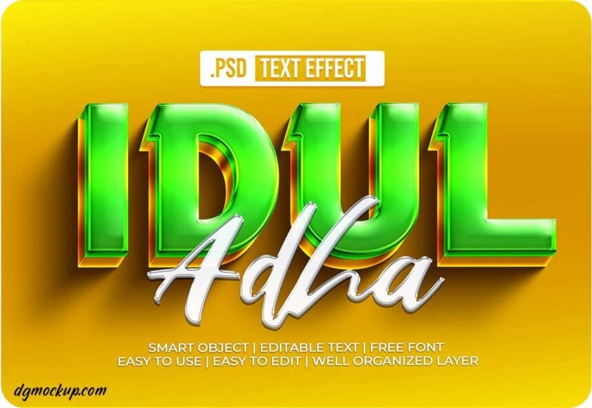 3D Idul Adha Text Style Effect PSD 28746982