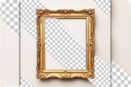 Free PSD Luxury Gold Picture Frame Mockup with Floral Pattern 62547174