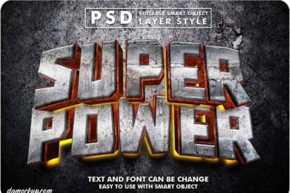 Premium PSD Super Power 3D Realistic Text Effect 23122522
