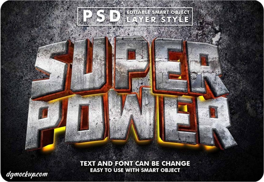Premium PSD Super Power 3D Realistic Text Effect 23122522