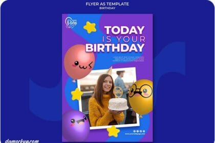 Vertical Birthday Party Flyer Template with Playful Balloons 22396869