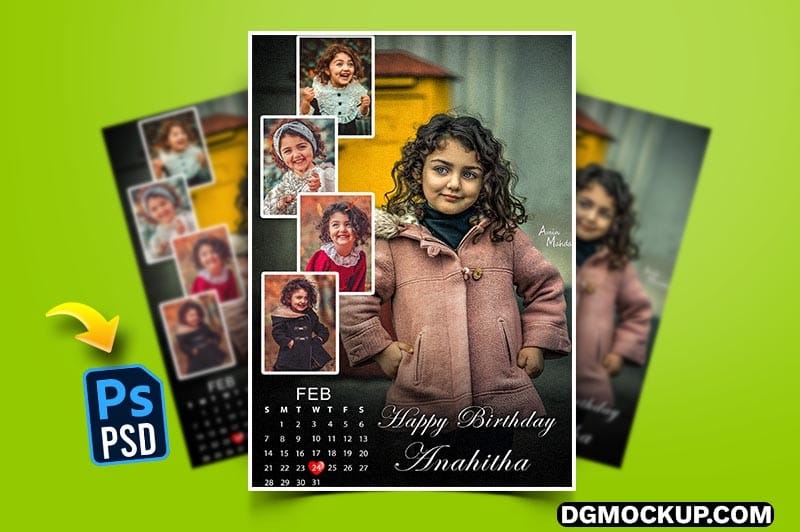 12X18 Birthday Photo Collage Frame with Calendar Preview
