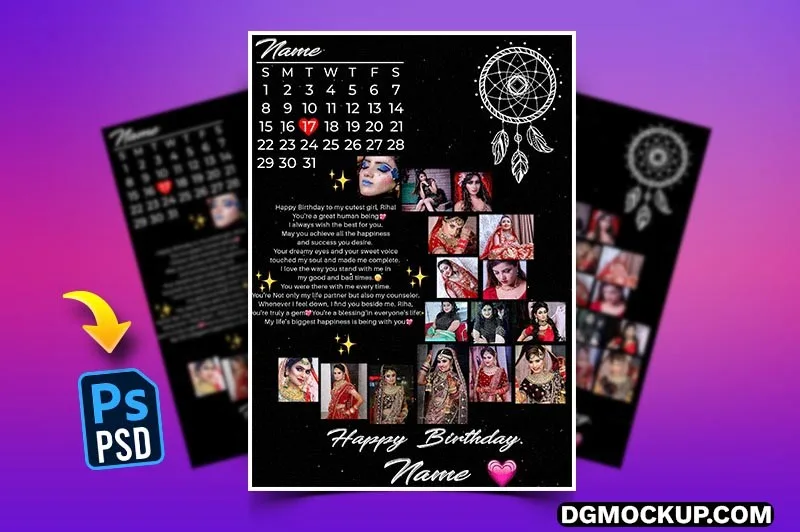 Anniversary & Birthday Collage Photo Frame Black Preview