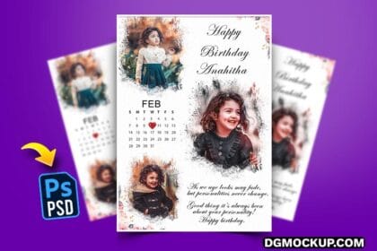 Birthday Personalized Collage Photo Frame with Calendar PSD Preview