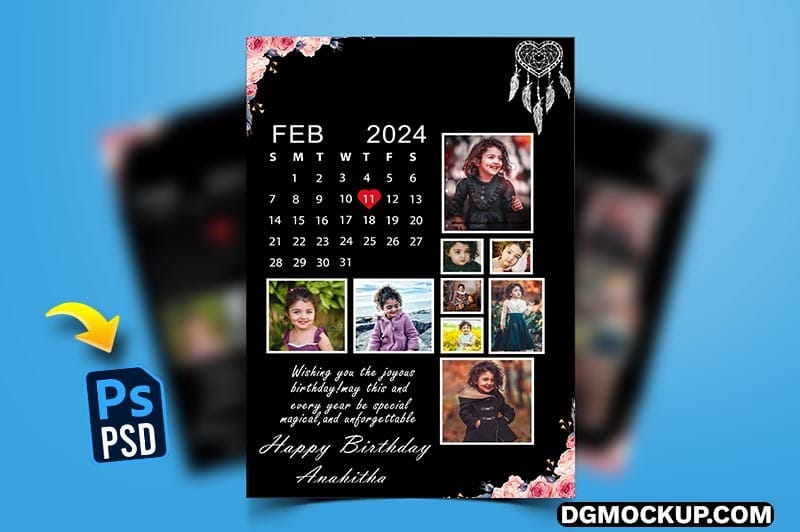 Customised Calendar Collage Photo Frame PSD Preview