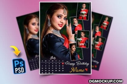 Customized Collage Photo Frame PSD with Calendar Preview