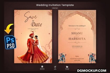 DGMOCKUP Indian Wedding Invitation Card Design Poster Template Free PSD Preview