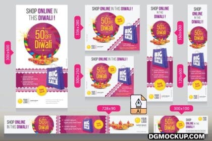 Diwali Festival Website Banner Design Template Free Vectors