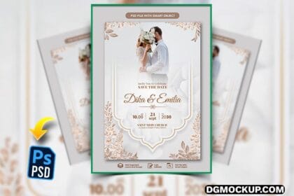 Floral Wedding Celebration Invitation PSD Template Preview