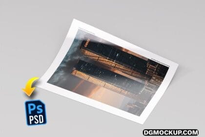 Glossy A4 Photo Mockup Free PSD Design Preview