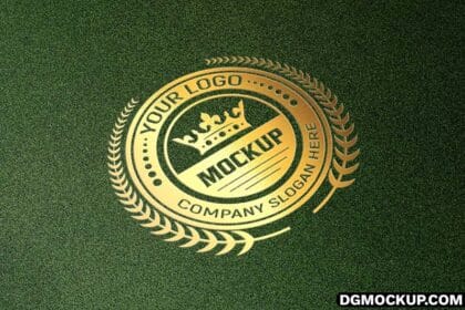 Golden Logo Mockup on Green Surface Preview