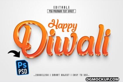Happy Diwali 3D Editable Text Effect PSD With Premium Background Preview