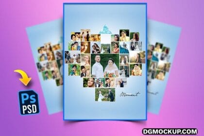 Heart Photo Collage Frame Template Preview