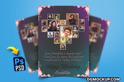 Heart Shape Collage Photo Frame PSD Templates Preview
