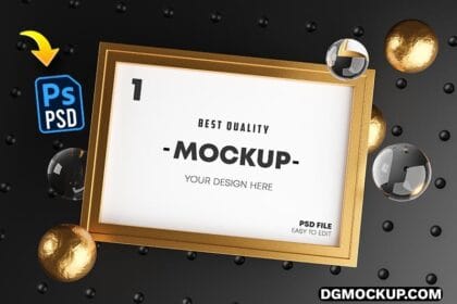 Horizontal Golden Frame PSD Mockup Preview