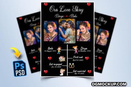 Love Story Photo Frame for Couples Anniversary PSD Preview