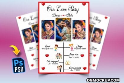 Love Story Photo Frame for Wedding Anniversary PSD Preview